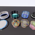 Various Trampoline Designs as Sports Equipment With Colorful Frames and Sizes