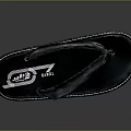Black Leather Flip Flops With Thick Sole And White Stitching Logo Design 3d model