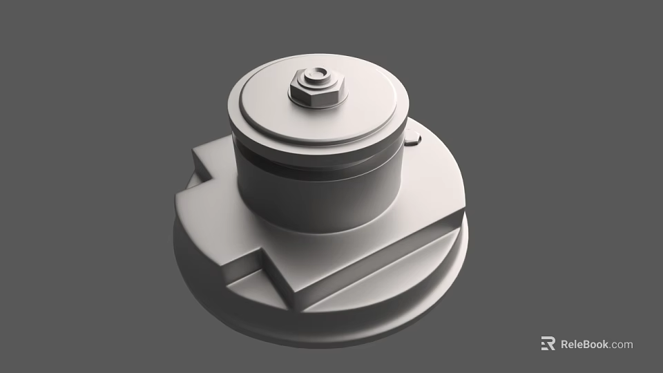 Industrial Metal Mechanical Part Featuring Bolted Top And Circular Base 3d model