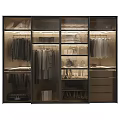 Modern Wardrobe Interior Design With Hanging Clothes Folded Items Shoes And Storage Drawers