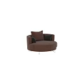 Round Single Sofa in Blush Pink with Two Cushions and Black Slim Legs