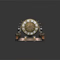 Vintage Ornate Mechanical Device With Roman Numeral Dial Symmetrical Decorative Metal Base Intricate Design