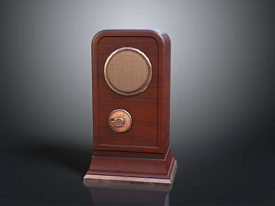 Classic Vintage Radio With Wooden Case Circular Speaker And Brass Knob 3d model