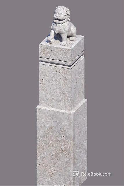 Intricate Carved Stone Column Sculpture With Layered Textured Surface Details 3d model 