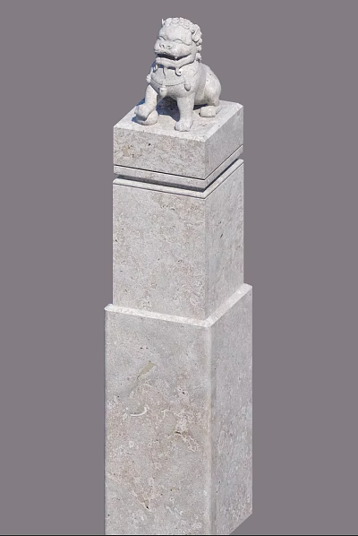 Intricate Carved Stone Column Sculpture With Layered Textured Surface Details 3d model