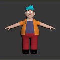 Cartoon Character With Blue Hair Orange Jacket Purple Shirt Red Pants Standing With Outstretched Arms