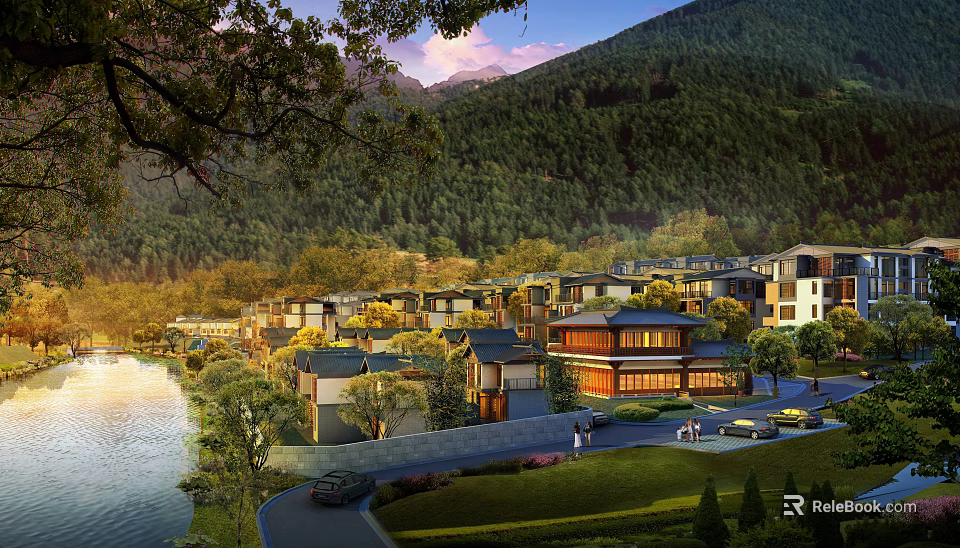 Scenic Detached Villa With Traditional Modern Architecture And Mountain Lake Views 3d model 