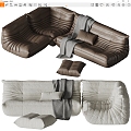 Modern Poliform Multiplayer Sofa Corner Sofa Leather Sofa Pillow 3d model