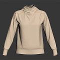 Beige Oversized Hoodie With High Neck Long Sleeve And Minimalist Design For Casual Wear