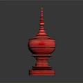 Red Decorative Household Item With Layered Structure And Spire Top Base 3d model