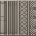 Various Modern Room Dividers With Geometric Lattice Slatted And Wave Patterns 3d model