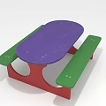 Colorful Outdoor Picnic Table With Purple Tabletop Green Benches And Red Legs