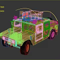 Rustic Brown Military Style Utility Vehicle Featuring Roof Mounted Gear And Large Wheels