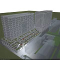 Modern High Rise Office Building With Glass Facade Large Windows And Green Terrace Design