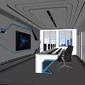 Modern monitoring room Command control room Dispatching command center Monitoring hall Command hall Office desks and chairs 3d model