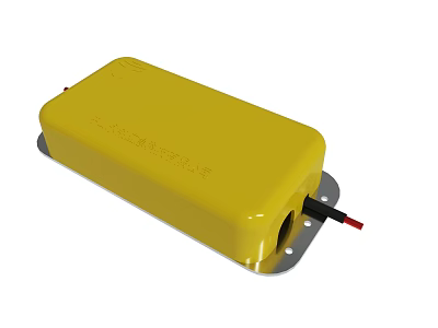 Yellow Rectangular Electronic Device With Mounting Holes And Connecting Cable 3d model