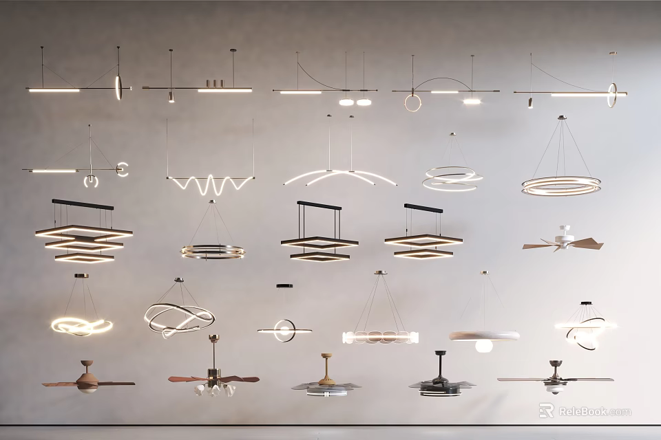 Stylish Pendant Lights With Various Modern Designs And Unique Shapes For Home Interior 3d model 