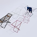 Foldable Metal Frame Storage Shelves With Multiple Colors And Space Saving Design 3d model