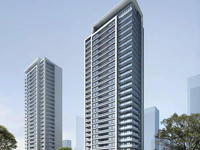 Modern High Rise Residential Buildings With Greenery 3d model