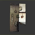 Rustic Kitchen Interior Design With Brick Wall Wooden Cabinets And Shelves Stocked With Kitchen Items