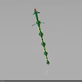 Green Decorative Weapon With Red Tip And Yellow Patterned Blade Design 3d model