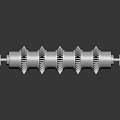 Hardware Tools Silver Gears Arranged On Metal Bars With Black Reflective Surface 3d model