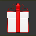 Decorative White Gift Box With Red Ribbon And Festive Bow For Special Occasions