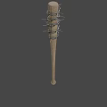 Spiked Wooden Bat Weapon With Metal Barbed Wire And Sharp Spikes