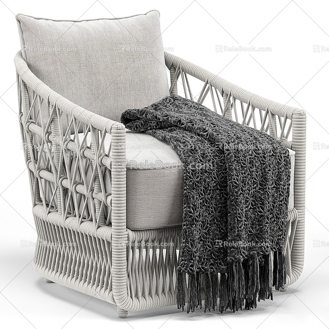 Modern Single Sofa Rope Braided Leisure Chair 3d model