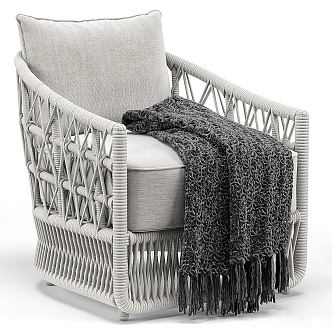 Modern Single Sofa Rope Braided Leisure Chair 3d model