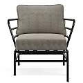Modern Leisure Chair With Grey Cushion And Black Metal Frame Modern Design