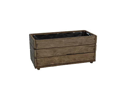 Rustic Wooden Planter With Rectangular Shape Layered Wood Design And Black Liner 3d model