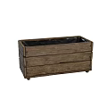 Rustic Wooden Planter With Rectangular Shape Layered Wood Design And Black Liner