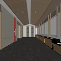 Modern Bright Spacious Public Toilet Interior With Long Sink Counters And Large Wall Mirrors