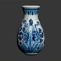 Blue And White Ceramic Vase With Delicate Floral Pattern For Home Decor