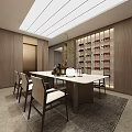 Modern Wine Cellar Interior With Dining Table And Wine Racks 3d model