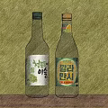 Two Green Transparent Wine Bottles With Champagne Dewdrop And Calamansi Fruit Flavors Bilingual Labels