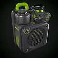 Portable Speaker In Black And Green With Rugged Design Control Knobs And Grilles 3d model