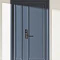 Multiple Blue Hinged Door Styles With Glass Panel And Solid Designs 3d model
