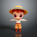 Cute 3D Boy Character With Straw Hat Red Hair White Shirt And Outstretched Arms