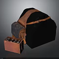 Household Items Black Storage Container With Orange Strap And Small Organizer Case
