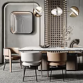 Light Luxury Dining Table and Chair Combination 3d model