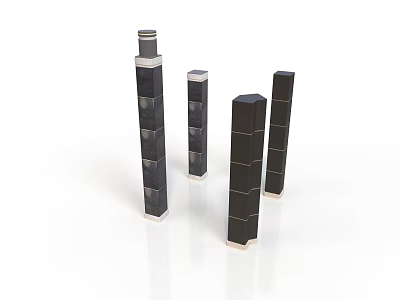 Modern Tall Buildings with Black Gray Facades and White Bases Various Heights and Designs 3d model