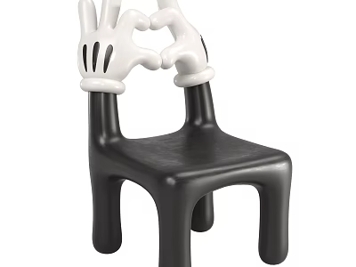 Fun Kids Chair With Mickey Mouse Hands Making Heart Shape Black Design 3d model