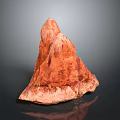 Red Mountain Shaped Stone With Textured Surface On Black Background And Reflection 3d model