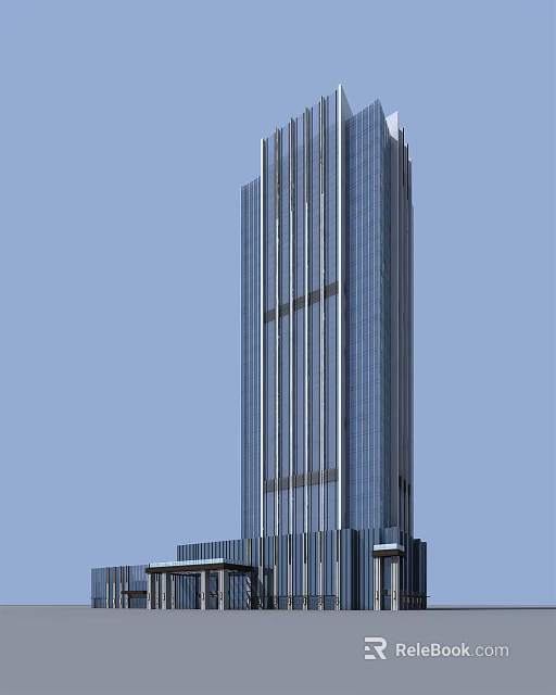 Modern High Rise Hotel Building With Glass Facade And Vertical Architectural Design 3d model 