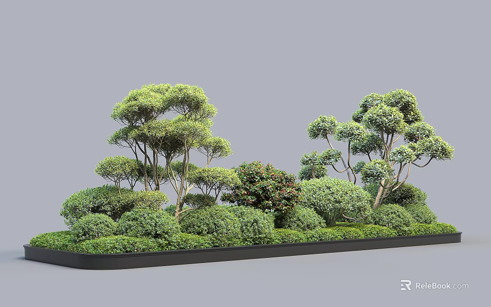 Sustainable Road Facilities With Lush Trees And Shrubs For Roadside Landscaping Design 3d model 