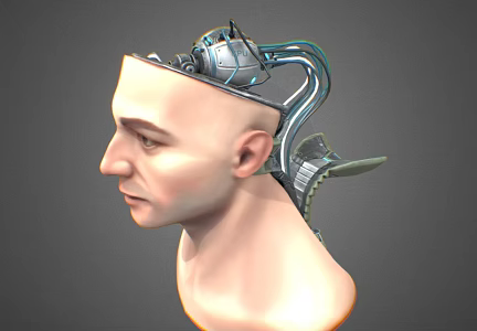 Human Head Robot Head Cyberpunk Robot 3d model