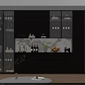 Modern Wine Cabinet Design With Glass Shelves Marble Backdrop And LED Lighting