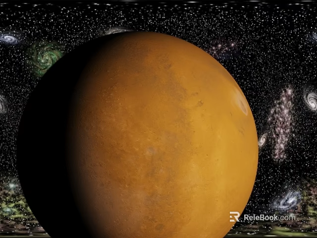 Mars Planet In Cosmic Space With Stars And Galaxies Background 3d model 